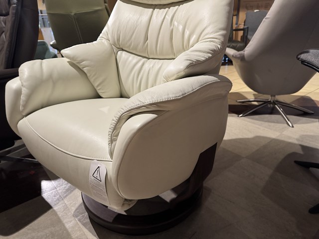 Relaxfauteuil, wit leder, manueel verstelbaar d.m.v. gasveer - afbeelding 3 van  4