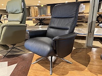 Relaxfauteuil, zwart leer, manueel verstelbaar d.m.v. gasveer - afbeelding 2 van  6