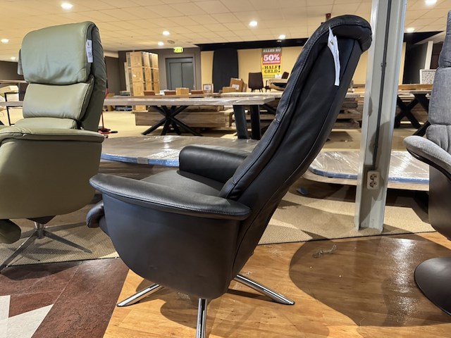 Relaxfauteuil, zwart leer, manueel verstelbaar d.m.v. gasveer - afbeelding 4 van  6