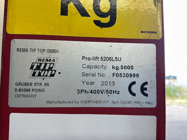 Rema tiptop - 2013 - pro-lift 5206l5u - hefbrug - afbeelding 8 van  11