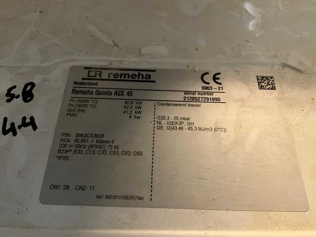 Remeha - quinta ace 45 - hoog rendement cv-ketel - afbeelding 3 van  3