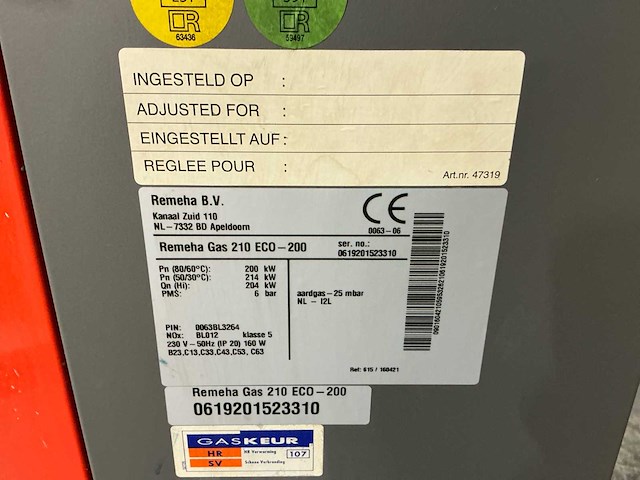Remeha gas 210 eco - 200 / gas 210 eco - 80 gaskachel (3x) - afbeelding 28 van  28