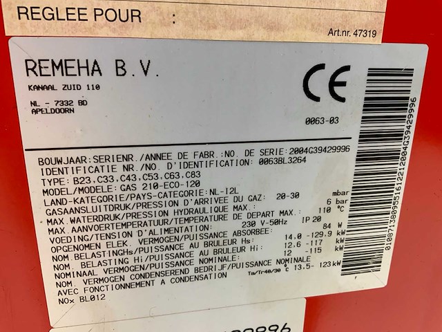 Remeha gas 210 eco verwarmingsketel - afbeelding 5 van  5