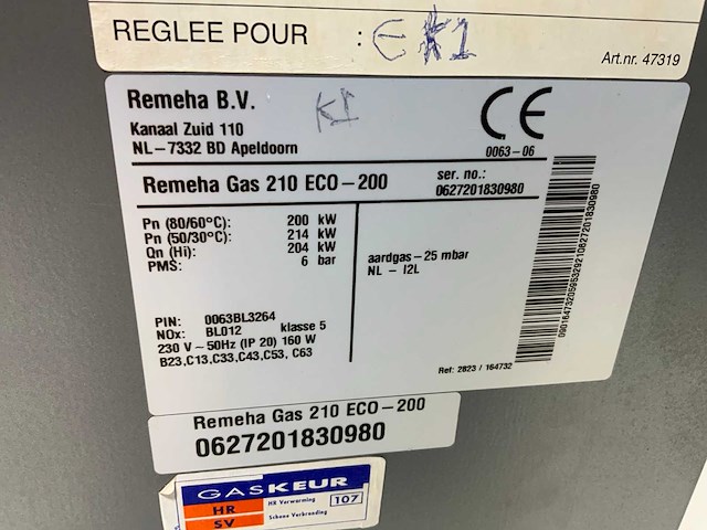 Remeha gas 210 eco verwarmingsketel - afbeelding 5 van  5