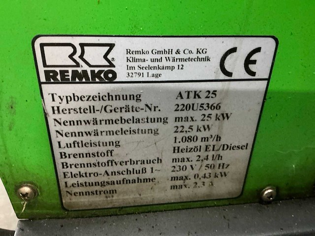 Remko atk25 indirect gestookte heater - afbeelding 3 van  3