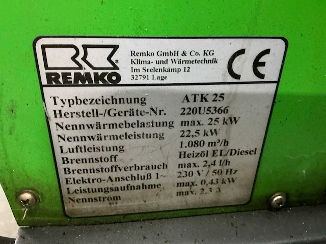 Remko atk25 indirect gestookte heater - afbeelding 5 van  5