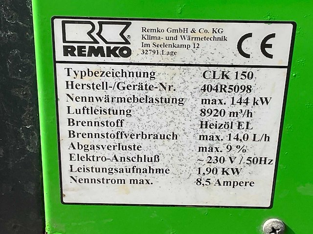 Remko clk 150 heater - afbeelding 6 van  6