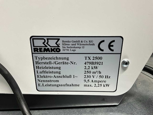 Remko tx 2500 heater (2x) - afbeelding 4 van  4