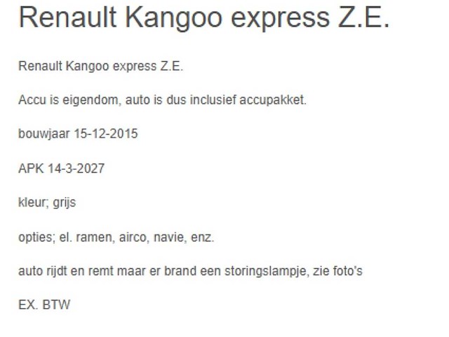 Renault - kangoo express - z.e. elektrisch - vs-273-l - afbeelding 5 van  20