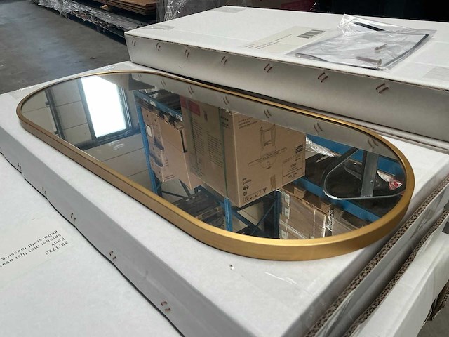 Renk ovaal geborsteld messing spiegel (2x) - afbeelding 1 van  4