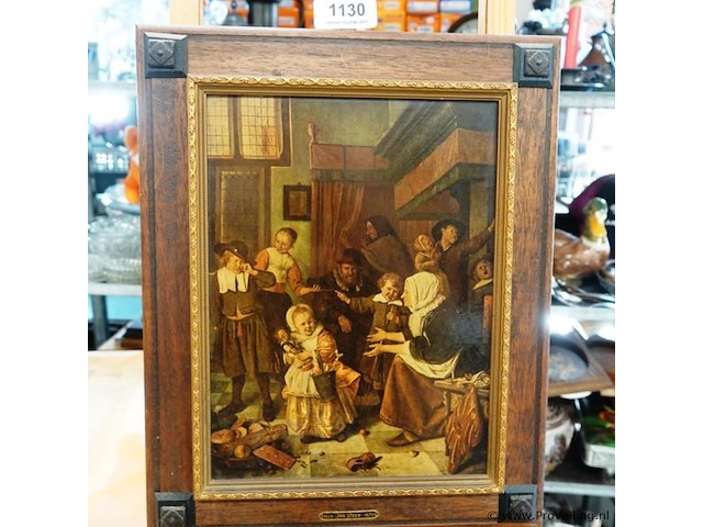 Reproductie het sint-nicolaasfeest van de 17e-eeuwse nederlandse kunstschilder jan steen - afbeelding 1 van  5