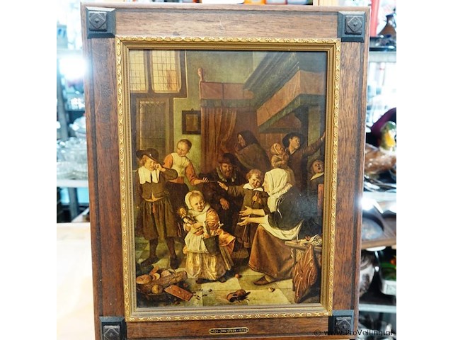 Reproductie het sint-nicolaasfeest van de 17e-eeuwse nederlandse kunstschilder jan steen - afbeelding 2 van  5
