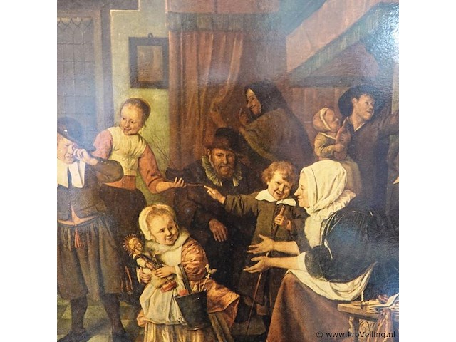 Reproductie het sint-nicolaasfeest van de 17e-eeuwse nederlandse kunstschilder jan steen - afbeelding 3 van  5