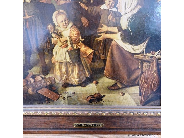 Reproductie het sint-nicolaasfeest van de 17e-eeuwse nederlandse kunstschilder jan steen - afbeelding 4 van  5