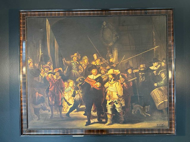 Reproductie "nachtwacht" op canvas - afbeelding 1 van  3