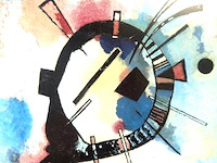 Reproductie van het schilderij geel centrum (yellow centre) van wassily kandinsky. - afbeelding 3 van  5