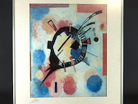 Reproductie van het schilderij geel centrum (yellow centre) van wassily kandinsky.