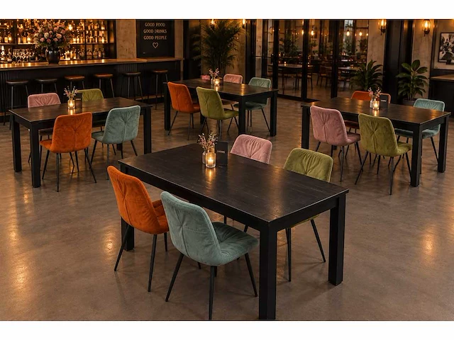 Restaurant set rainbow 19 stoelen en 4 tafels - afbeelding 1 van  3