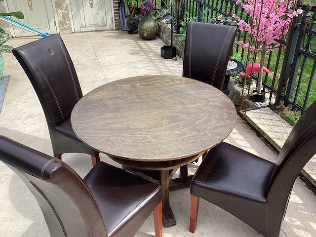 Restauranttafel rond met 4 stoelen - afbeelding 2 van  6