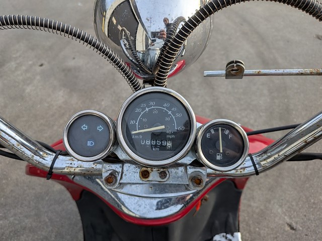 Retro bromscooter, la souris, grande retro zn50qt-e, rood, 2016 - afbeelding 8 van  32