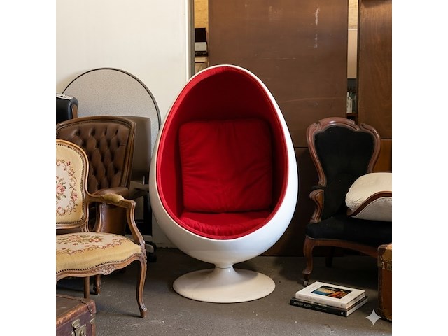 Retro ei-fauteuil (egg chair) - afbeelding 1 van  5