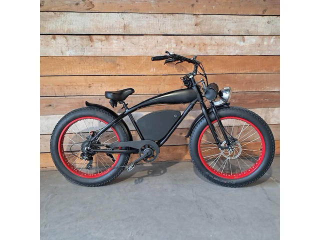 Retro elektrische fatbike, zwart - afbeelding 1 van  19