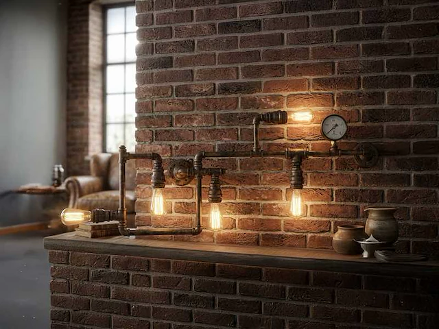 Retro industriële wandlamp 5 lichts - afbeelding 3 van  11