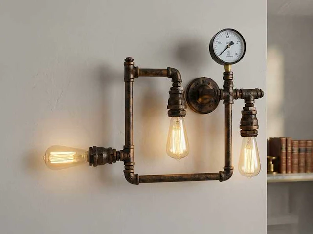 Retro industriële wandlamp 5 lichts - afbeelding 7 van  11