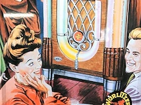 Retro metalen wandbord met een afbeelding van de klassieke wurlitzer 1015 jukebox - afbeelding 4 van  5