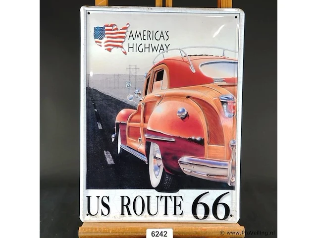 Retro metalen wandbord van us route 66 - afbeelding 1 van  5