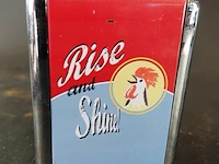 Retro servettendispenser met een jaren 50-stijl en een opdruk met eieren en de tekst "begin your day the sunny side up" - afbeelding 4 van  6