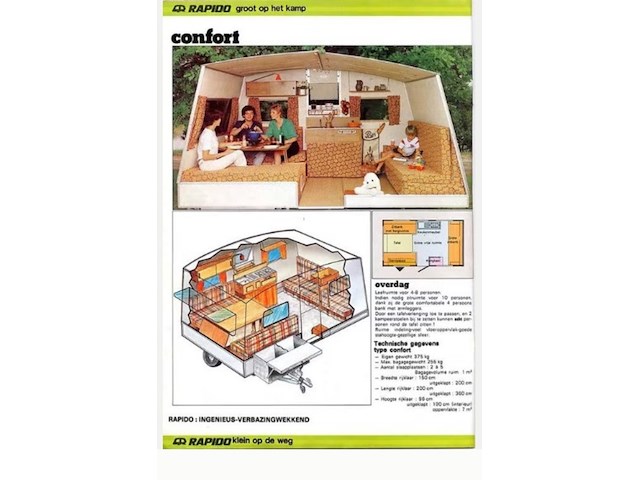Retro vouw (klap) caravan, rapido , confort, wit, jaren 70 - afbeelding 23 van  30