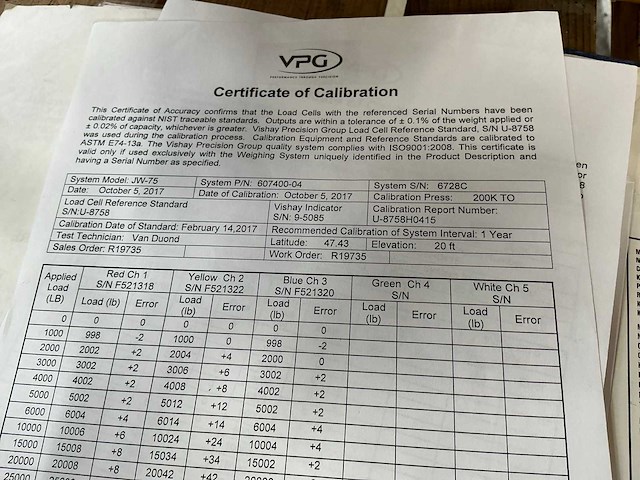 Revere aerospace jw75 vliegtuig weegset - afbeelding 3 van  13