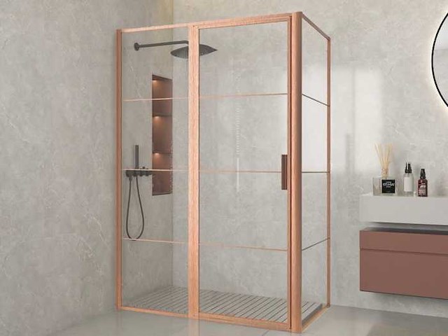 Revital brushed copper enkel zijwand 100x200cm - afbeelding 1 van  3