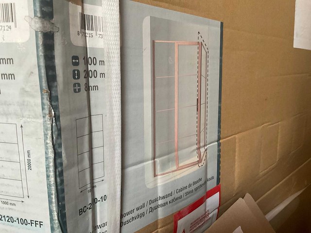 Revital brushed copper enkel zijwand 100x200cm - afbeelding 2 van  3