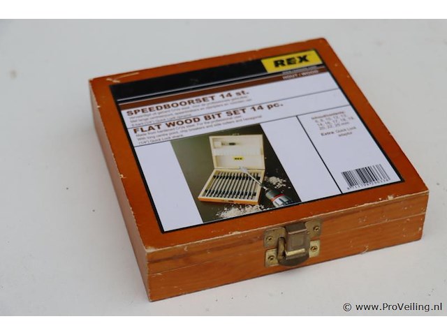 Rex speedborenset in houten opbergkist - afbeelding 1 van  5