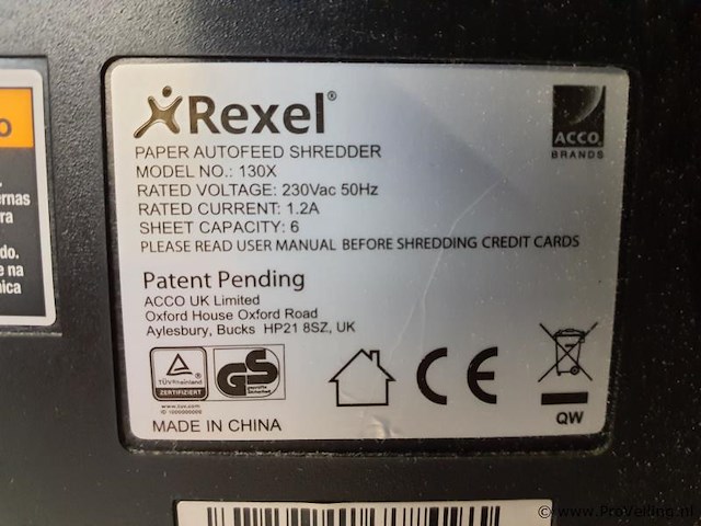 Rexel papierversnipperaar - model 130x - afbeelding 3 van  4