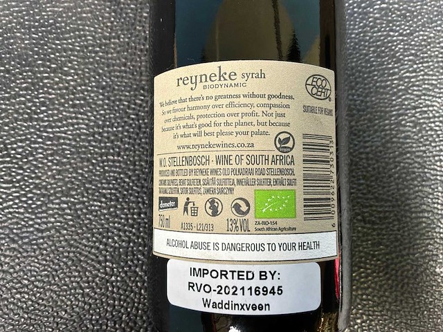 Reyneke stellenbosch shiraz/syrah rode wijn 2020 (5x) - afbeelding 3 van  3