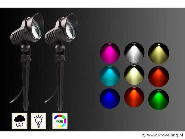 Rgb led-spot – ip54waterdicht – aluminium – ø60 mm – inclusief lamp (x6) - afbeelding 1 van  4
