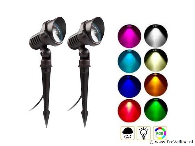 Rgb led-spot – ip54waterdicht – aluminium – inclusief lamp (x10) - afbeelding 4 van  4