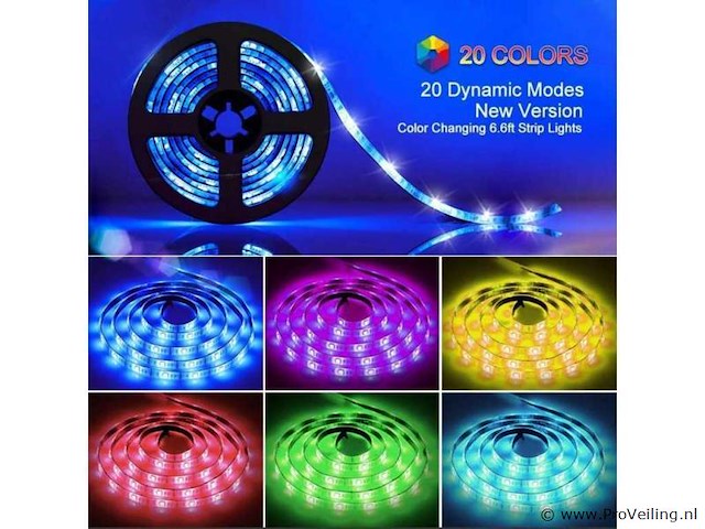 Rgb led strip 5m – complete kit met afstandsbediening en adapter (x10) - afbeelding 3 van  5