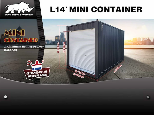 Rhino-cross-containers 14ft zeecontainer met roldeur - afbeelding 4 van  4