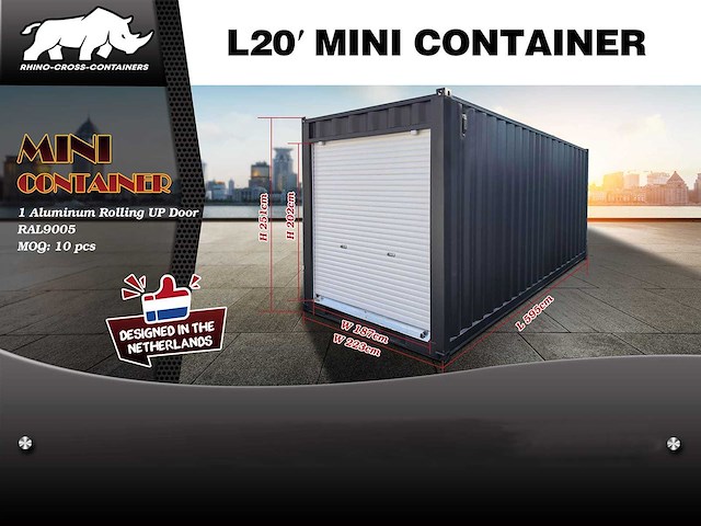 Rhino-cross-containers 20ft zeecontainer met roldeur - afbeelding 4 van  8