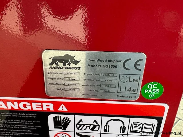 Rhino-cross dgs1500 wood chipper - afbeelding 2 van  6