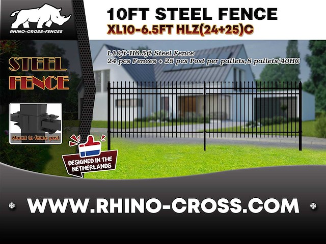 Rhino-cross-fences xl10-6.5hlz (24+25)c 72 m stalen hekwerk - afbeelding 9 van  9