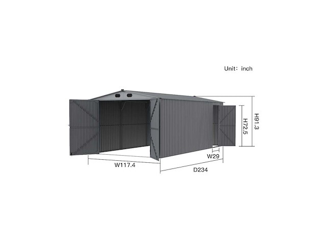Rhino-cross-garages 1020 6,02x3x2,32 m - garage/loods compleet met wand- en dakpanelen - afbeelding 2 van  3
