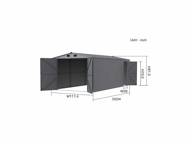 Rhino-cross-garages 1020 6,02x3x2,32 m garage/loods compleet met wand- en dakpanelen - afbeelding 3 van  4