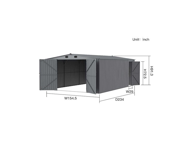 Rhino-cross-garages 1320 6,02x3,9x2,32 m garage/loods compleet met wand- en dakpanelen - afbeelding 2 van  3
