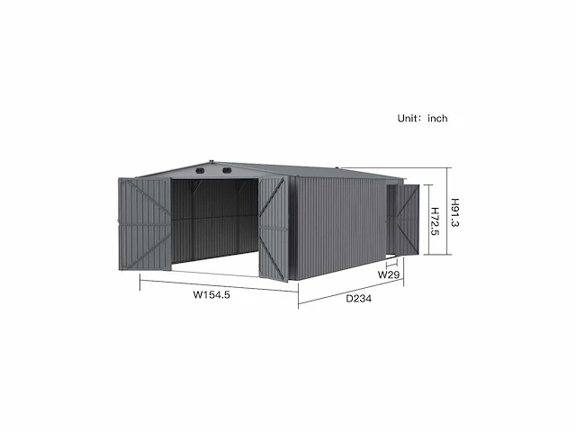 Rhino-cross-garages 1320 6,02x3,9x2,32 m garage/loods compleet met wand- en dakpanelen - afbeelding 3 van  4