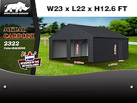 Rhino-cross-garages 2322 6,7x7x3,76 m zwart garage/loods compleet met wand- en dakpanelen - afbeelding 2 van  2